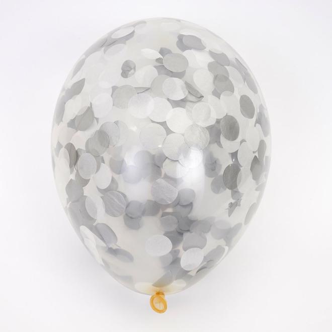 Set Palloncini Argento Bianchi, 60 Pezzi 12 Pollici Mongolfiera Coriandoli  Argento e Palloncini In Lattice Grigio Argento Bianco con Nastri